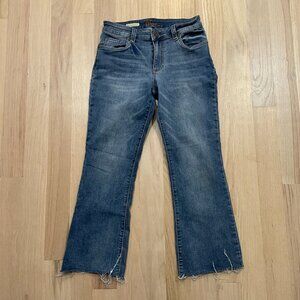 Nikki Raw Hem Mid Rise Ankle Flare Jeans